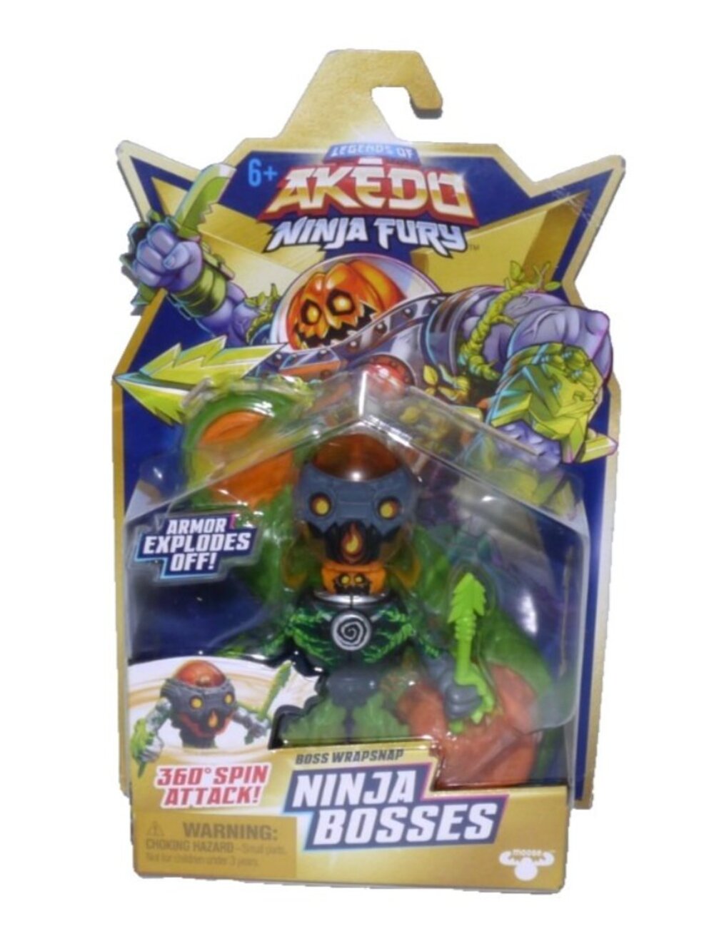 Akedo Ninja Fury Boss Wrapsnap 4" action figure Moose Toys New, Package Damaged